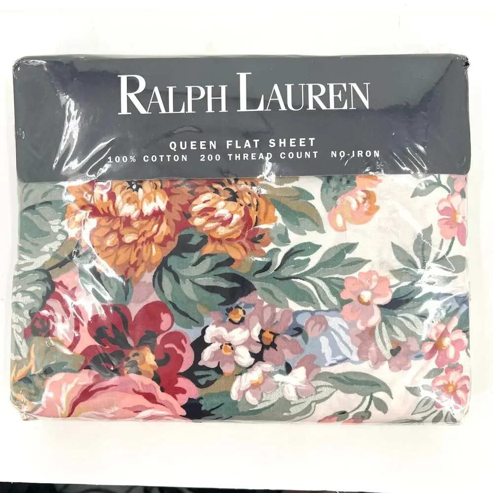 Ralph Lauren Allison floral roses French country queen flat sheet
